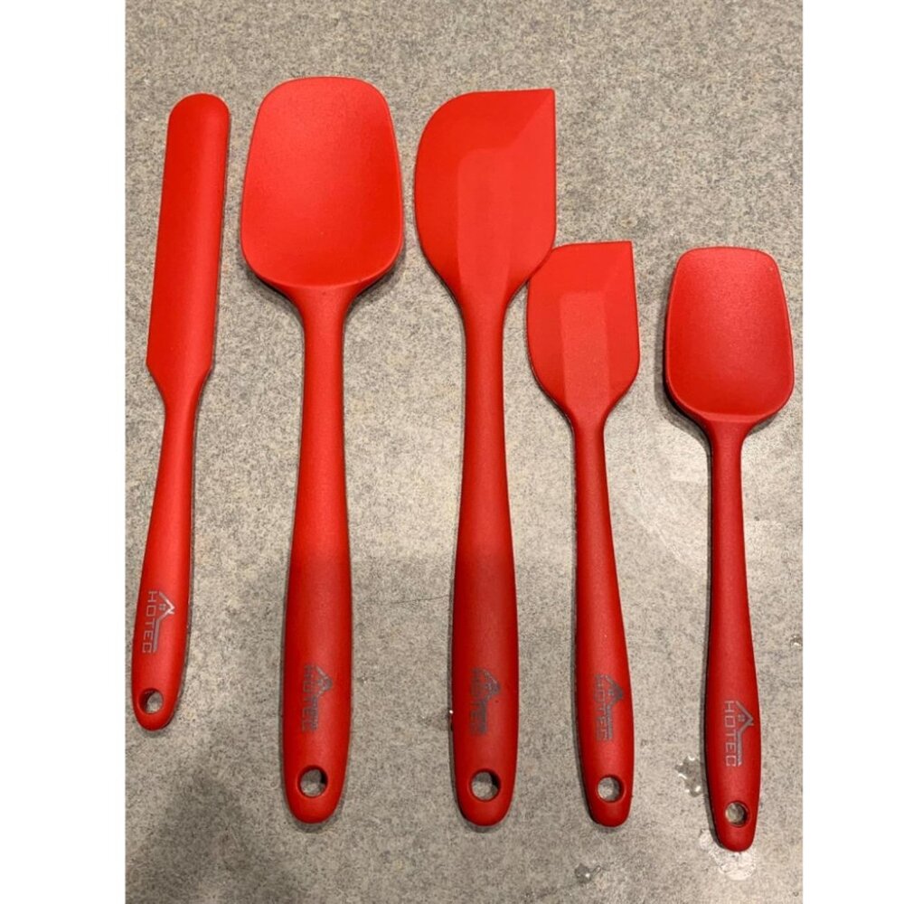 HOTEC Food Grade Silicone Rubber Spatula Set for Baking Heat Resistant Non Stick